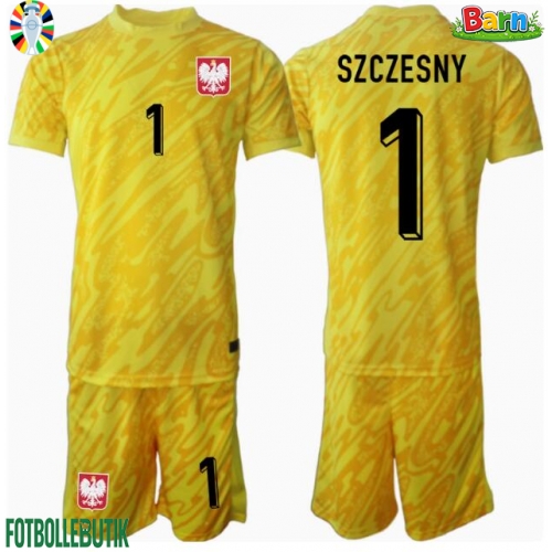 Polen Wojciech Szczesny #1 Målvakt Hemmaställ Barn EM 2024 Kortärmad (+ Korta byxor)